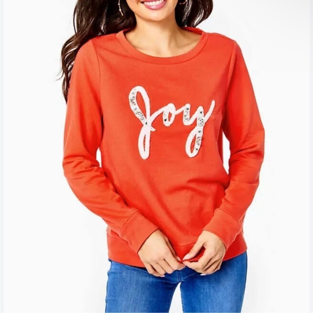 Lilly Pulitzer Rami Embellished Sweatshirt "joy" large NWT